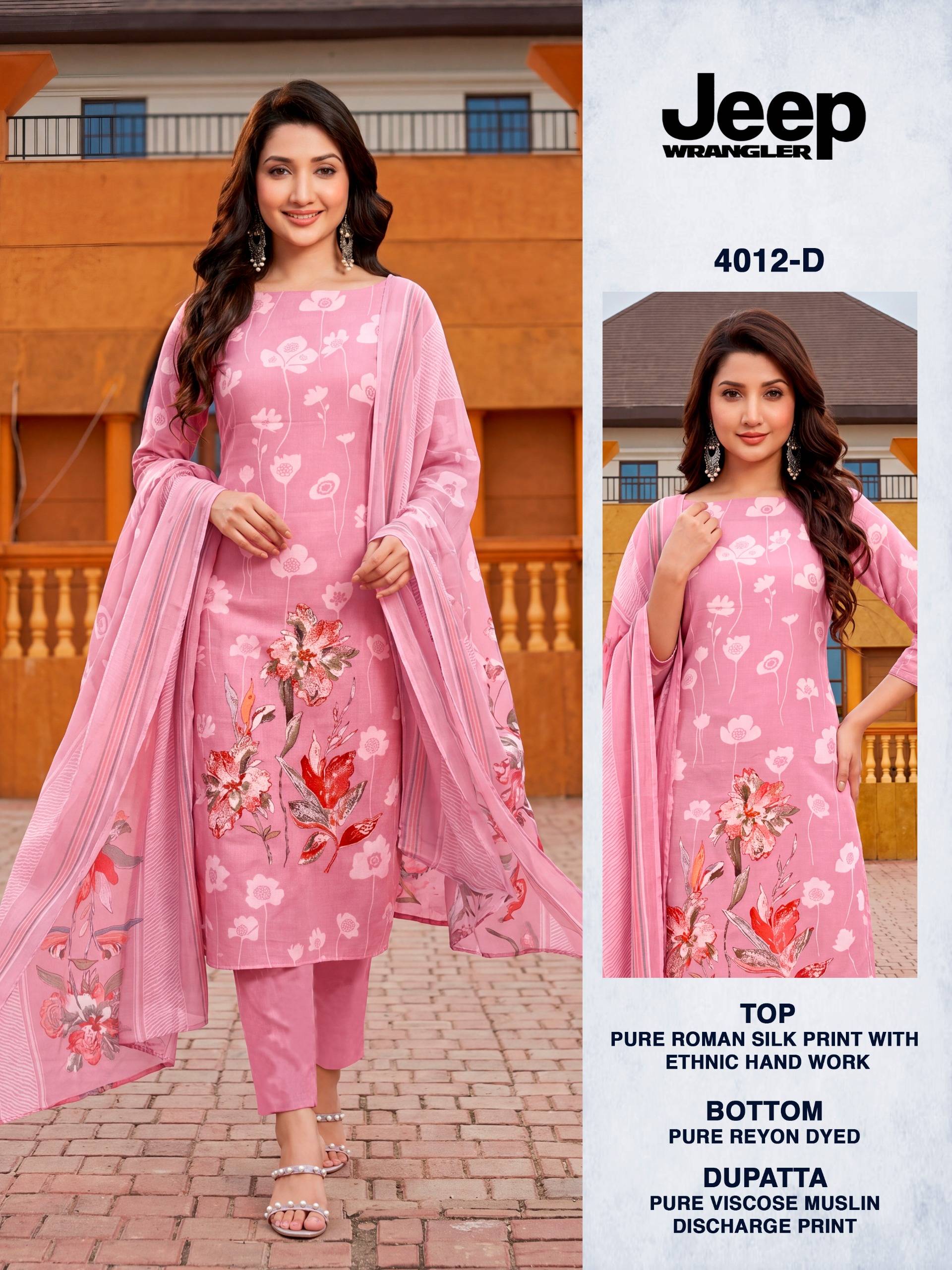 JEEP WRANGLAR 4012 Series By BIPSON PRINTS Stylish Beautiful Colourful ROMAN SILK Dresses At Wholesale Price